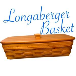 Vintage 2002 Longaberger Bread Basket with Lid, Liner & Protector